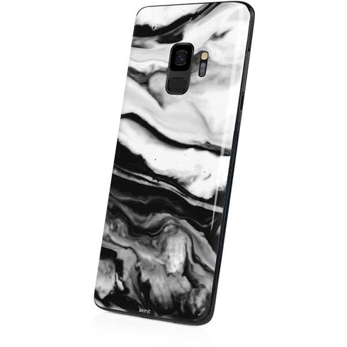 Black and White Marble Ink Galaxy S9 Skin